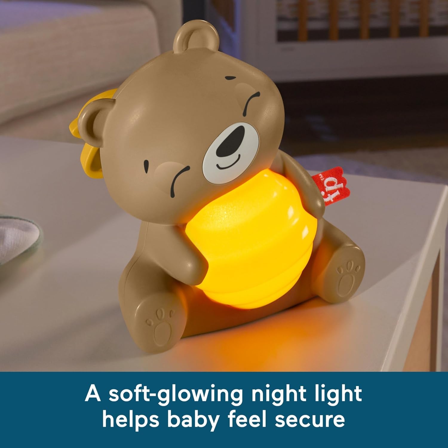 Fisher Price Baby Toy Beary Soothing Portable Sound Machine with Music, Night Light & Customizable Timer