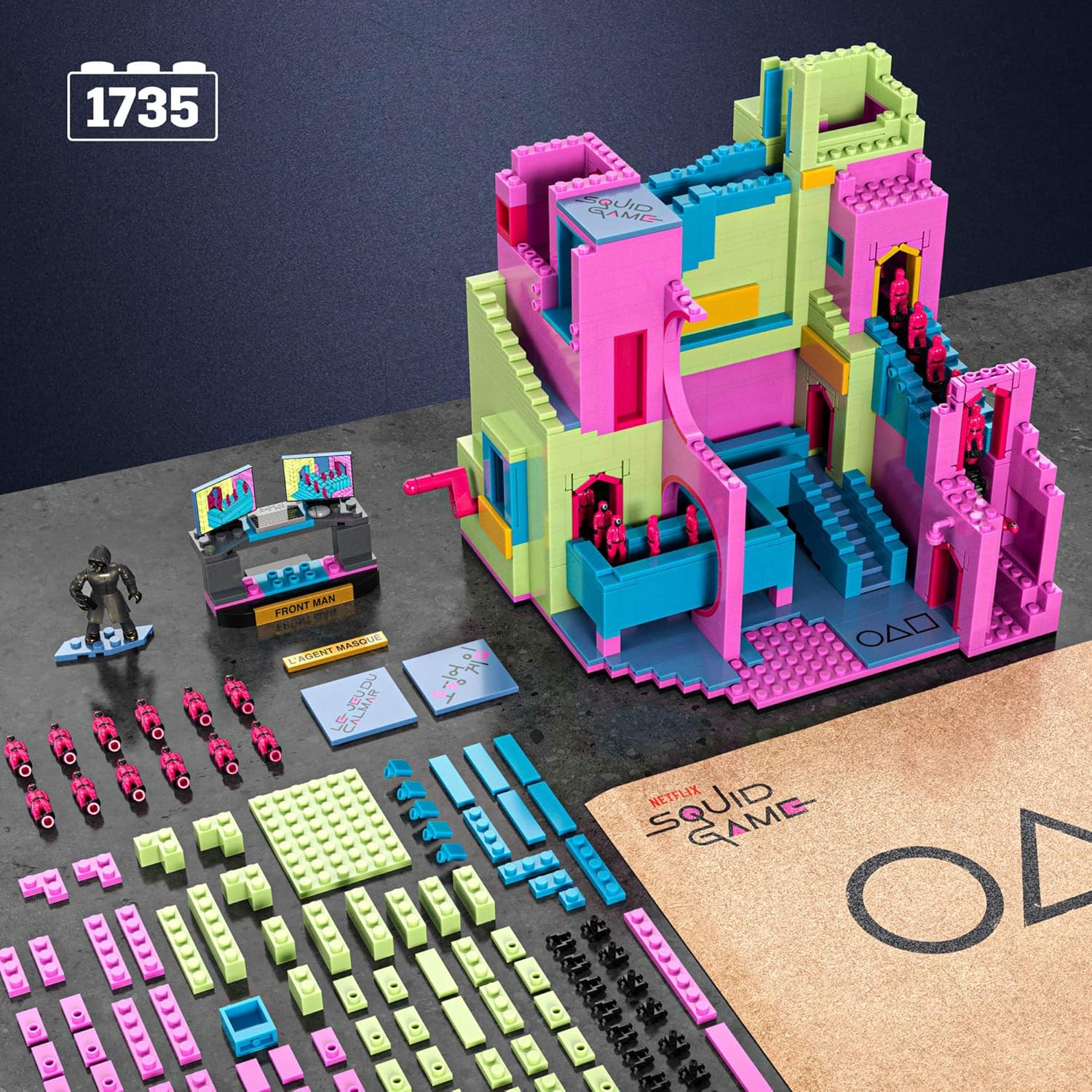 MEGA Squid Game Action Figure Building Toy The Staircase with 1707 Pieces, Motion and Poseable Figure, for Collectors