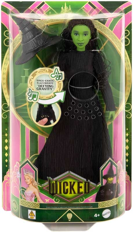 Mattel Wicked Singing Elphaba Fashion Doll & Accessories, Posable with Movie-Inspired Look & Removable Outfit, Sings “Defying Gravity”