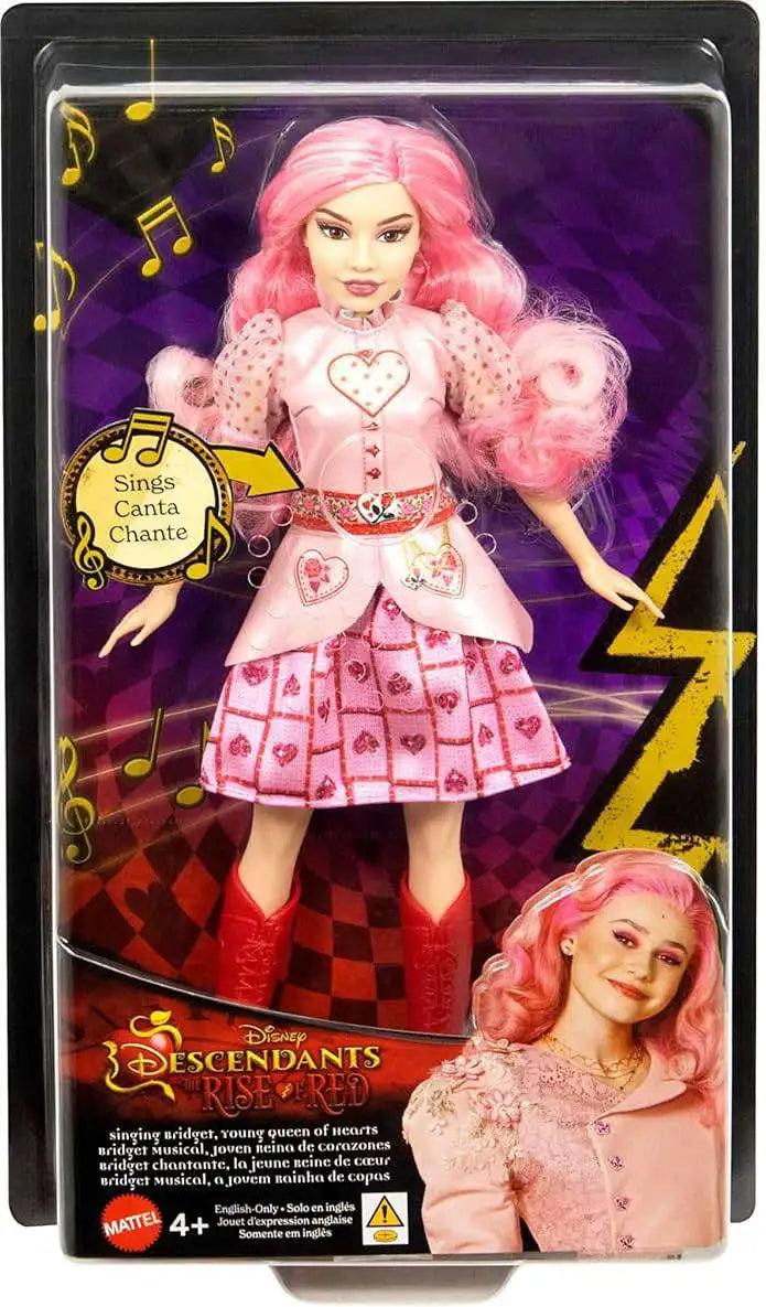 Mattel Disney Descendants: The Rise of Red Singing Bridget, Young Queen of Hearts Doll in Movie-Inspired Clothes, Sings “Shuffle of Love”
