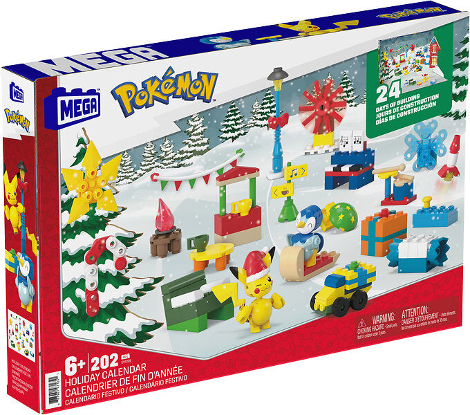 MEGA Pokémon Building Toys Set, Advent Calendar with 202 Pieces, 2 Poseable Characters and Accessories, for Kids, GYG99
