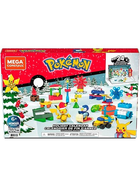 MEGA Pokémon Building Toys Set, Advent Calendar with 202 Pieces, 2 Poseable Characters and Accessories, for Kids, GYG99