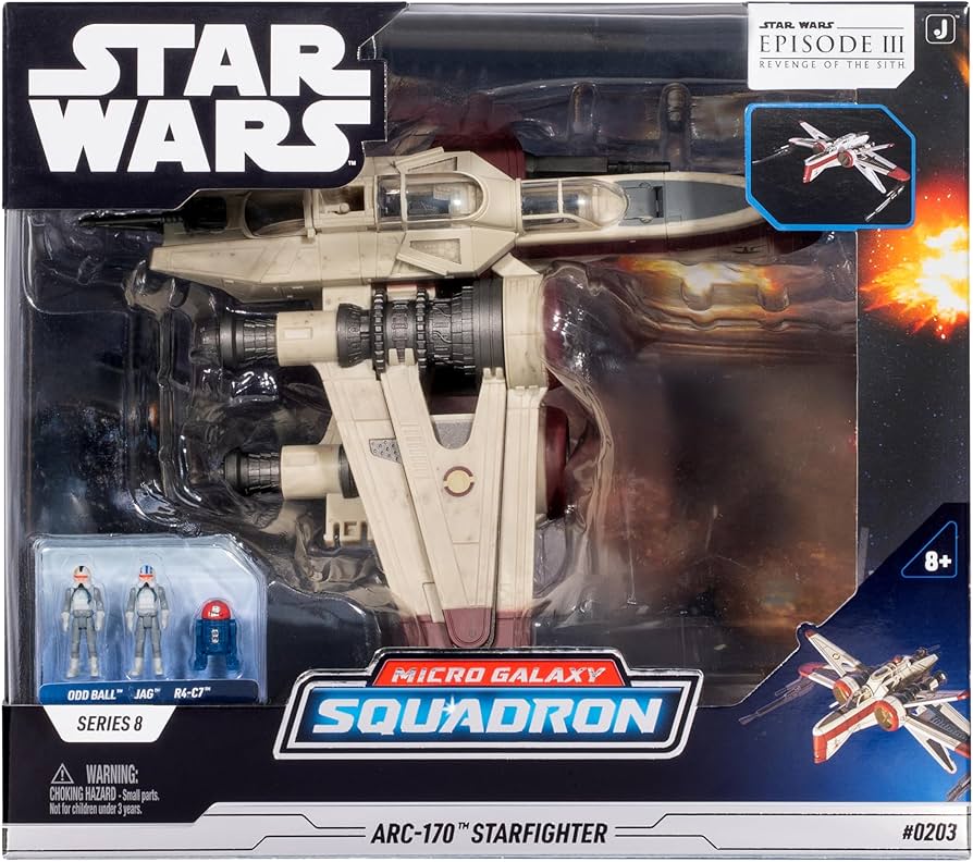 Jazwares Star Wars Micro Galaxy Squadron ARC-170 Starfighter - 8-Inch Vehicle with Three 1-Inch Micro Figure Accessories