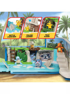 Jazwares Pokémon Carry Case Battle Ruins Playset – Portable Transforming Backpack with 2-Inch Pikachu Battle Figure