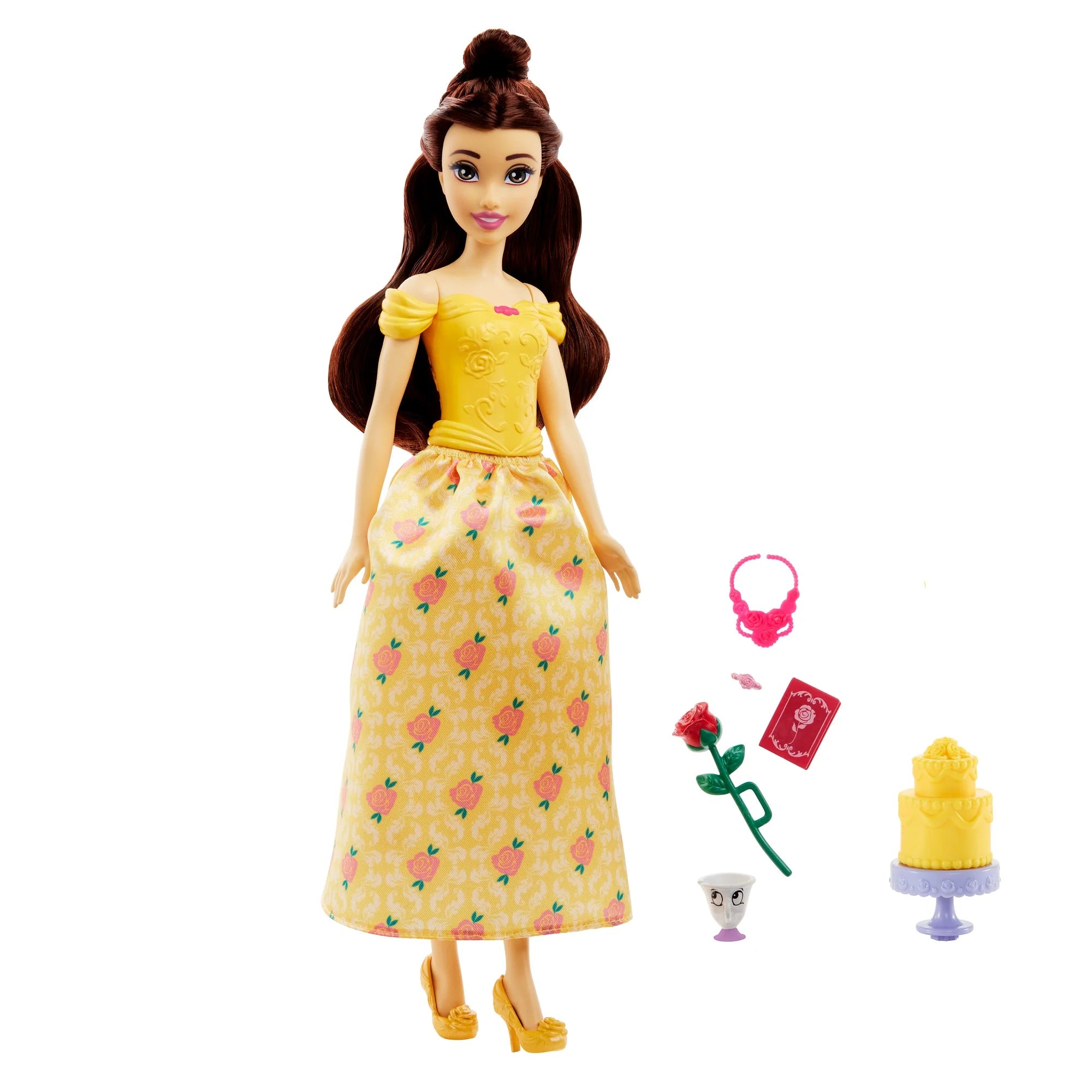 Mattel Disney Princess Toys, Belle Fashion Doll with Chip Figure and Accessories