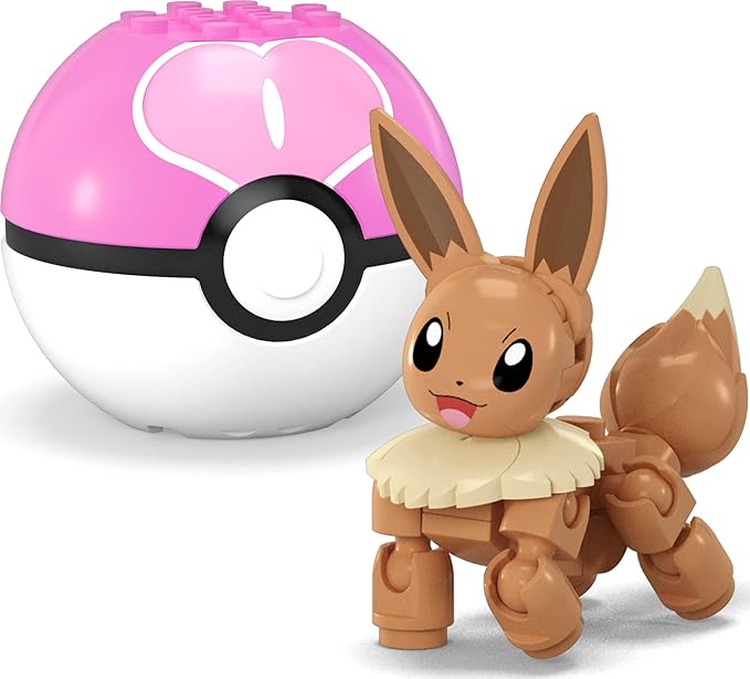 Mattel MEGA Pokémon Action Figure Building Toys Set, Poké Ball 2-Pack, Charmander and Eevee with 40 Pieces