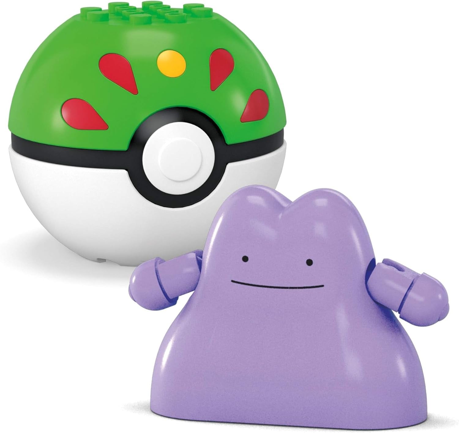 Mattel MEGA Pokémon Action Figure Building Toys Set, Poké Ball 2-Pack, Pikachu and Ditto with 42 Pieces