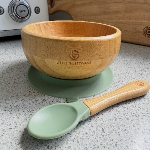 Bamboo Bowl & Spoon Feeding Set for Babies & Toddlers