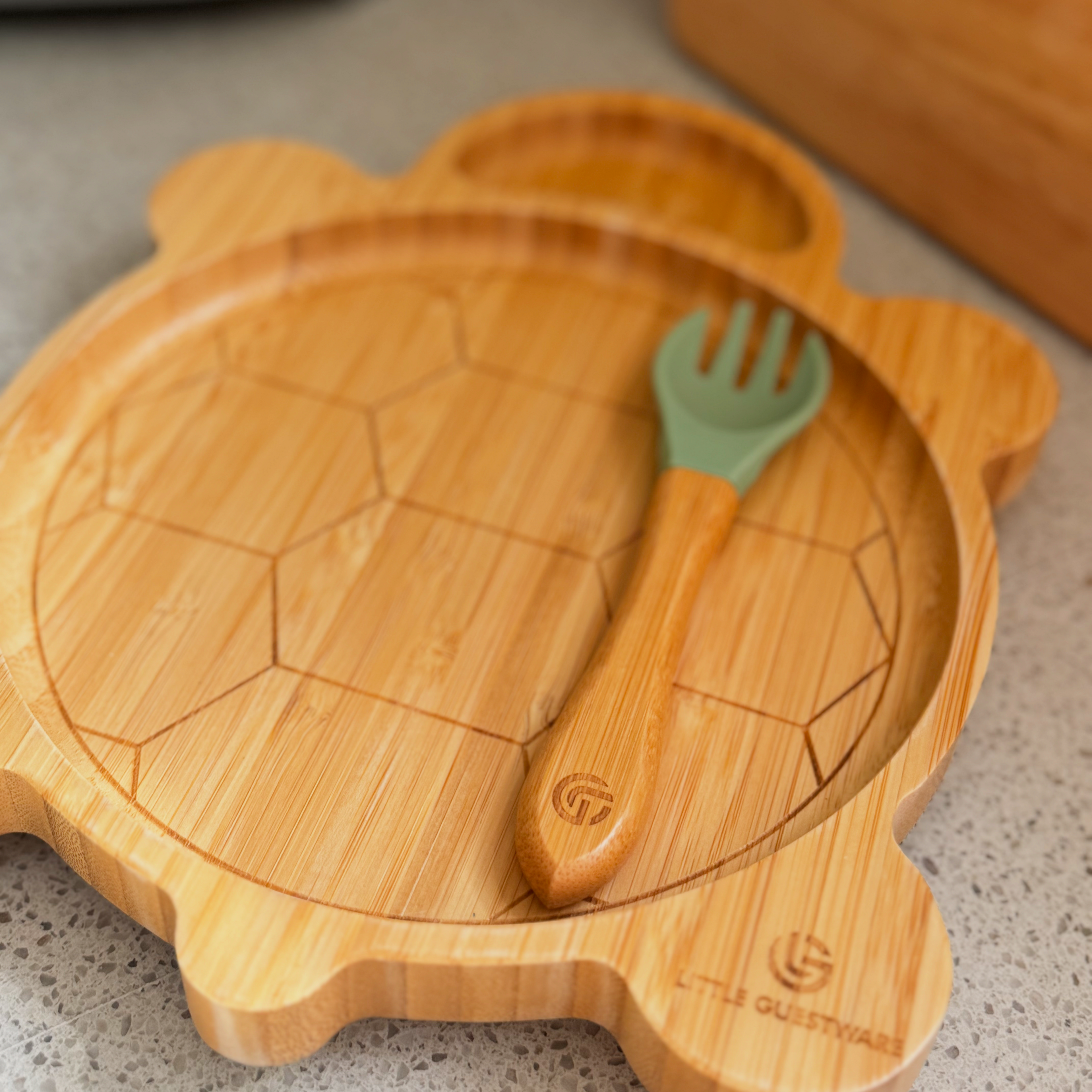 Turtle Bamboo Plate & Fork Set for Babies & Toddlers
