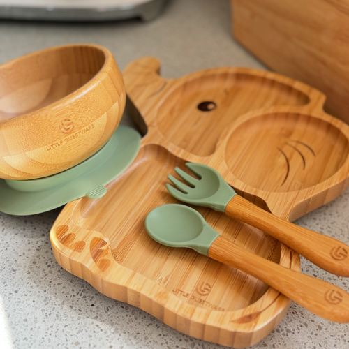 Elephant Bamboo Plate & Fork Set for Babies & Toddlers