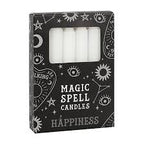 Set of 12 White 'Happiness' Spell Candles