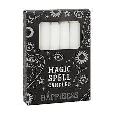 Set of 12 White 'Happiness' Spell Candles