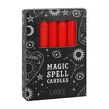 Set of 12 Red 'Love' Spell Candles