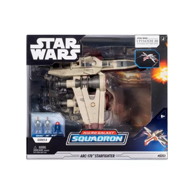 Jazwares Star Wars Micro Galaxy Squadron – ARC-170 Starfighter 8-Inch Vehicle with 3 Micro Figures