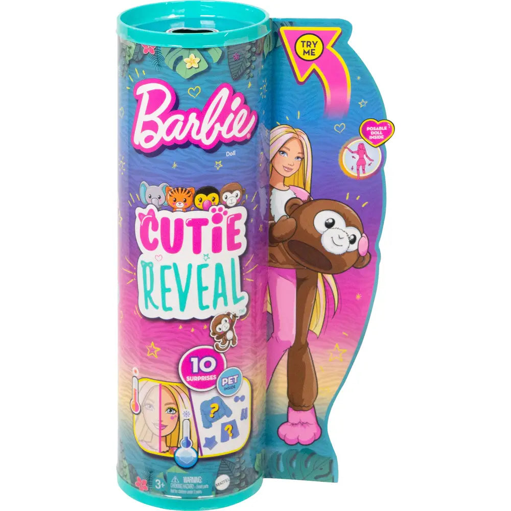 Barbie Cutie Reveal Jungle Series Monkey Costume Doll – 10 Surprises