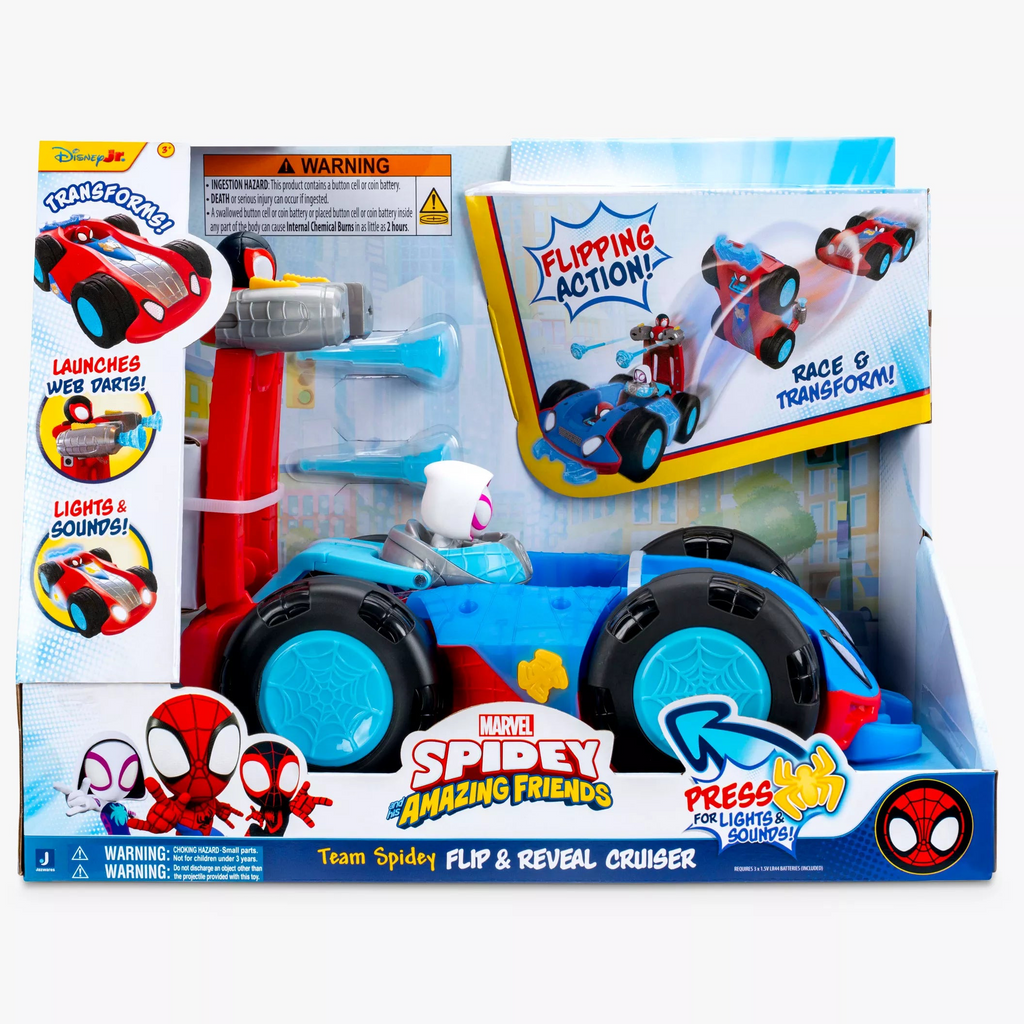 Marvel Spidey and His Amazing Friends Flip & Reveal Cruiser – Lights & Sounds