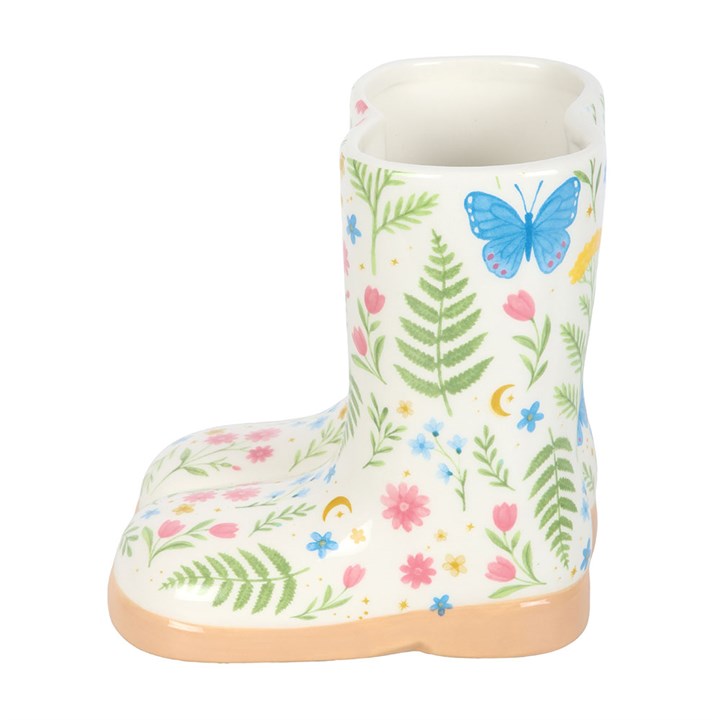 Luna Bloom Floral Ceramic Welly Boot Planter