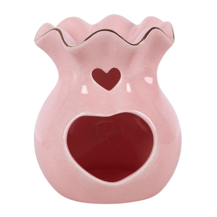 Pink Fluted Ceramic Oil Burner & Wax Warmer
