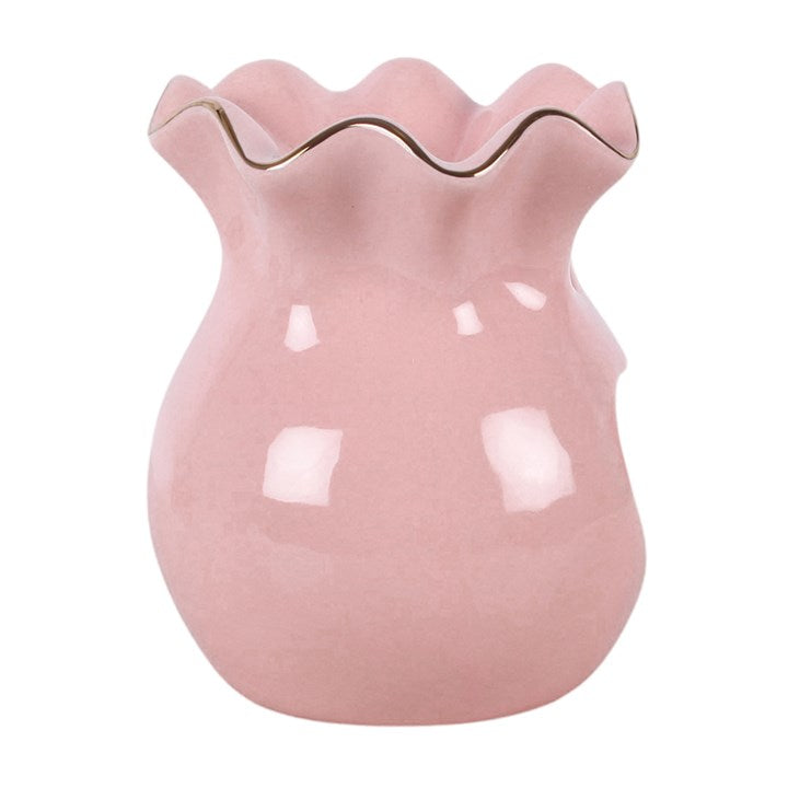 Pink Fluted Ceramic Oil Burner & Wax Warmer