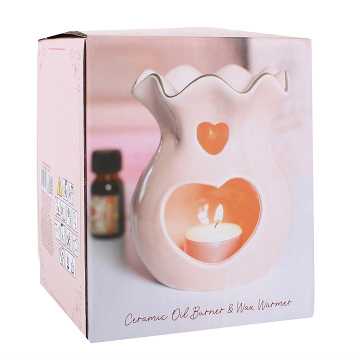 Pink Fluted Ceramic Oil Burner & Wax Warmer