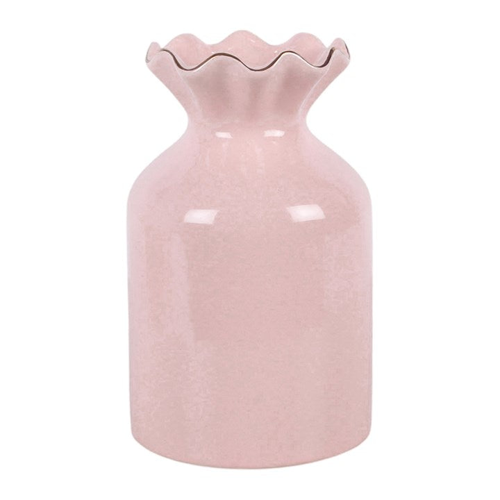 Pink Fluted Ceramic Flower Vase