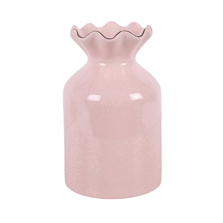 Pink Fluted Ceramic Flower Vase