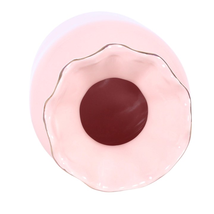 Pink Fluted Ceramic Flower Vase
