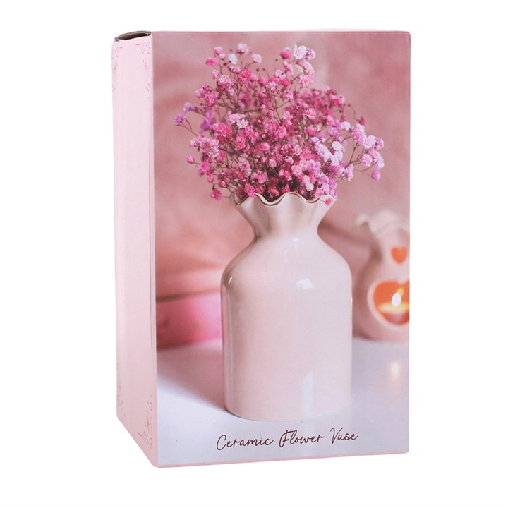 Pink Fluted Ceramic Flower Vase