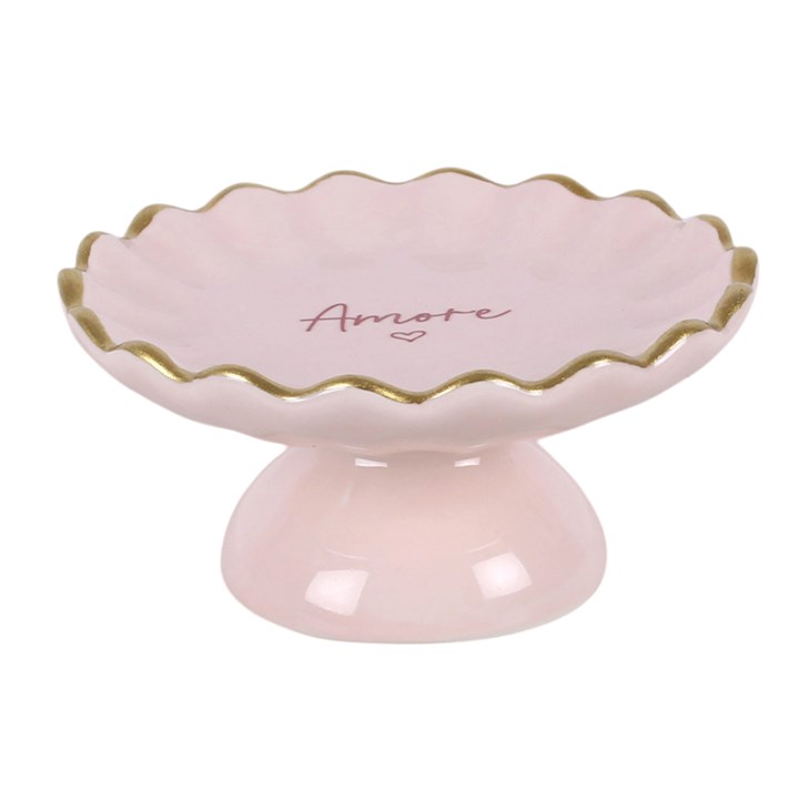 Pink Amore Ceramic Pedestal Trinket Dish