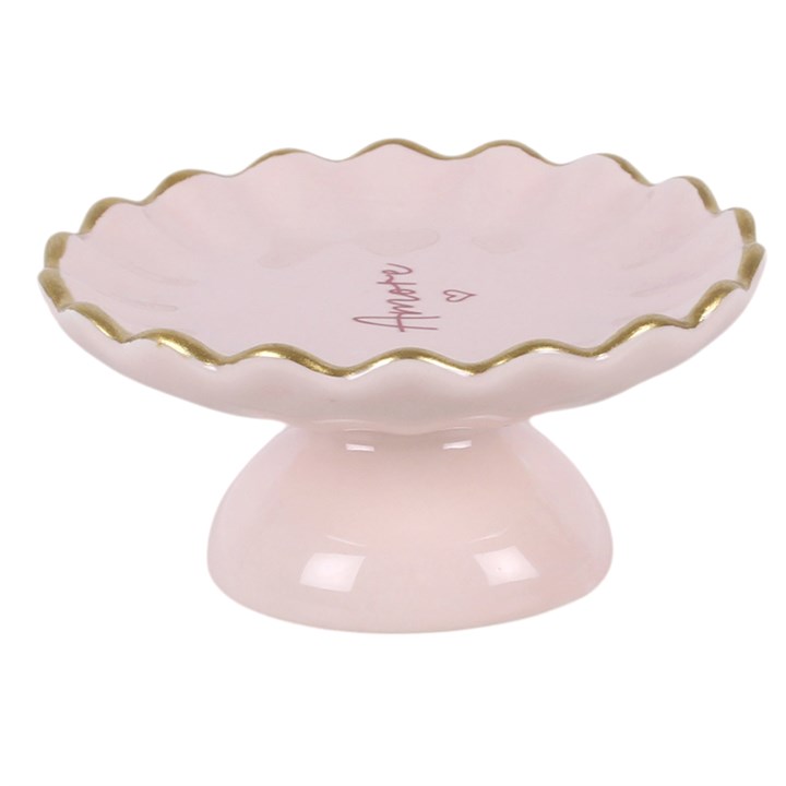 Pink Amore Ceramic Pedestal Trinket Dish