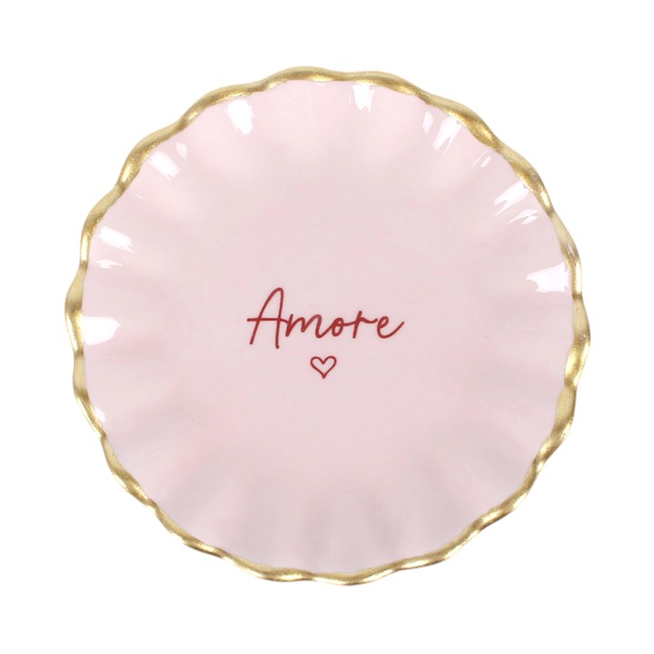 Pink Amore Ceramic Pedestal Trinket Dish