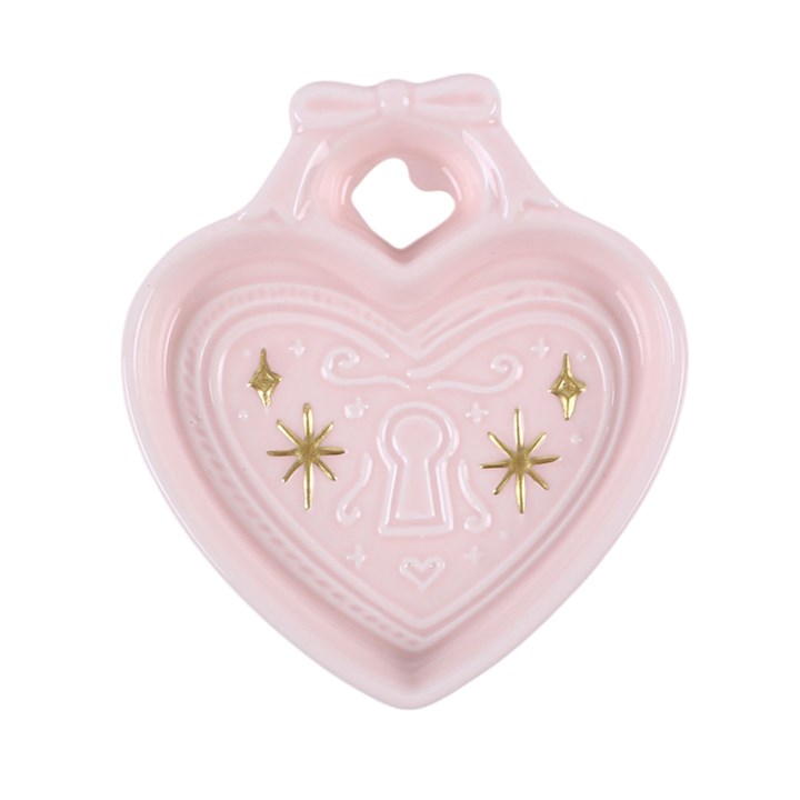 Pink Heart Locket Ceramic Trinket Dish