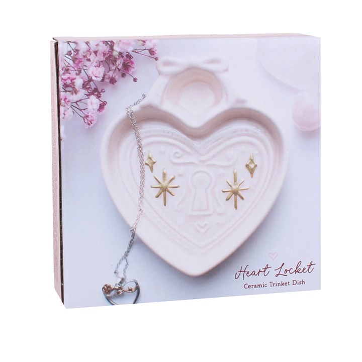 Pink Heart Locket Ceramic Trinket Dish