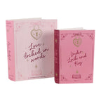 Pink Heart Locket Book-Shaped Storage Boxes – Set of 2