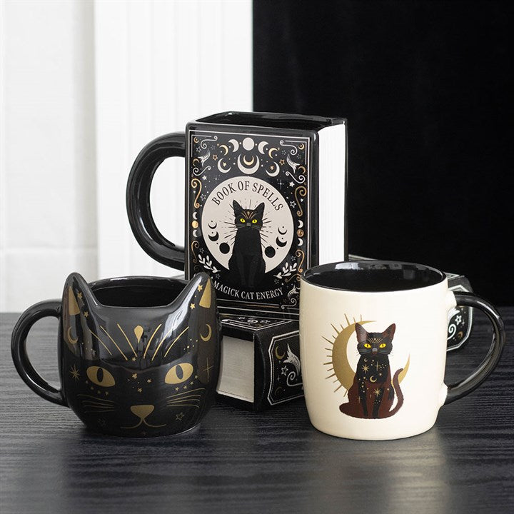 Black Cat Magick Book of Spells Book-Shaped Mug