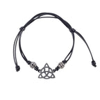 Black Celtic Triquetra Knot Leather Cord Bracelet
