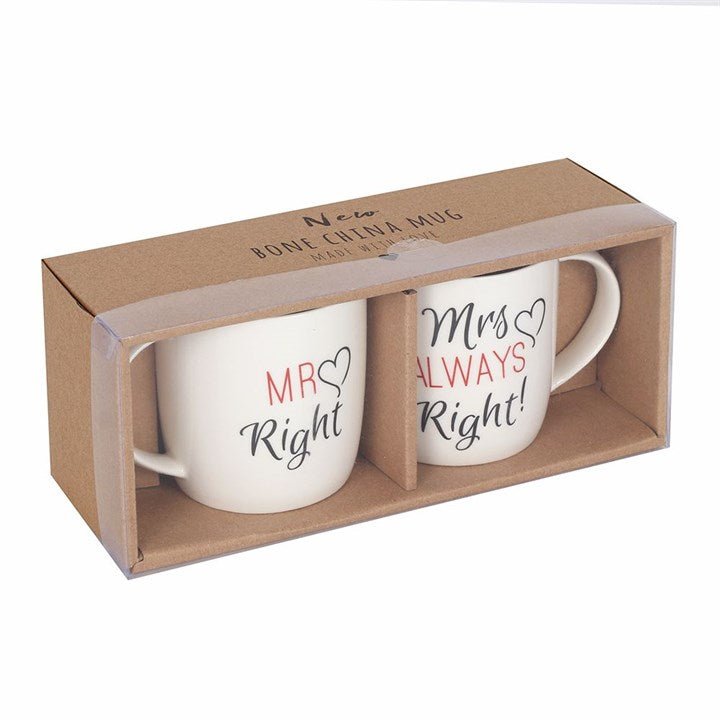 Set of 2 Mr Right & Mrs Always Right Mugs Something Different