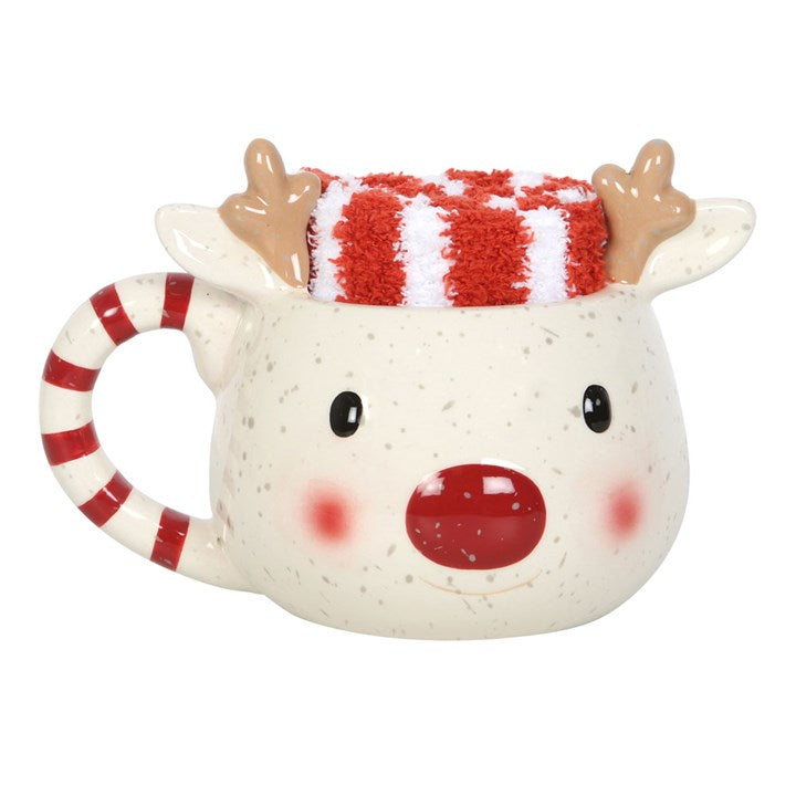 Rudolph Reindeer Mug and Socks Set Something Different