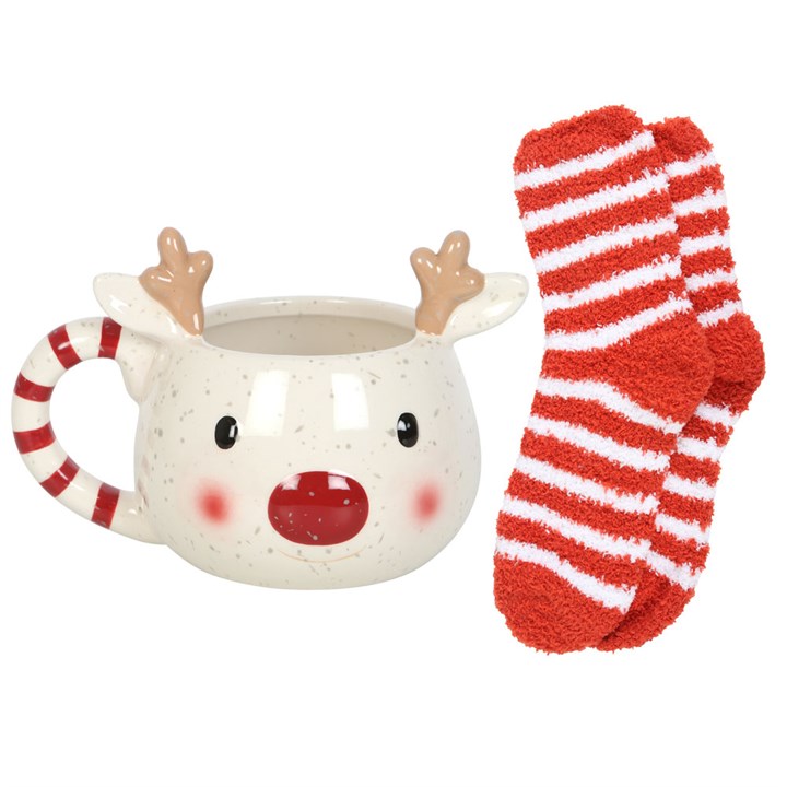 Rudolph Reindeer Mug and Socks Set Something Different
