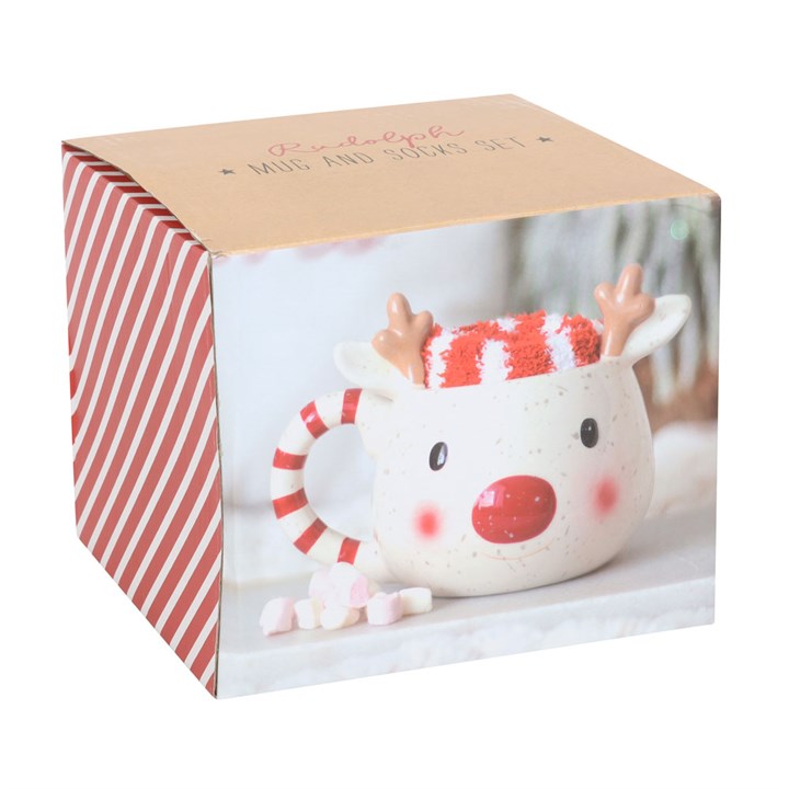 Rudolph Reindeer Mug and Socks Set Something Different
