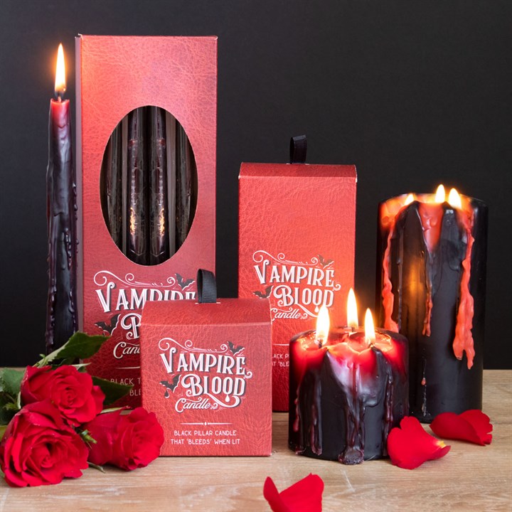 Set of 8 Vampire Blood Wax Taper Unscented Candles