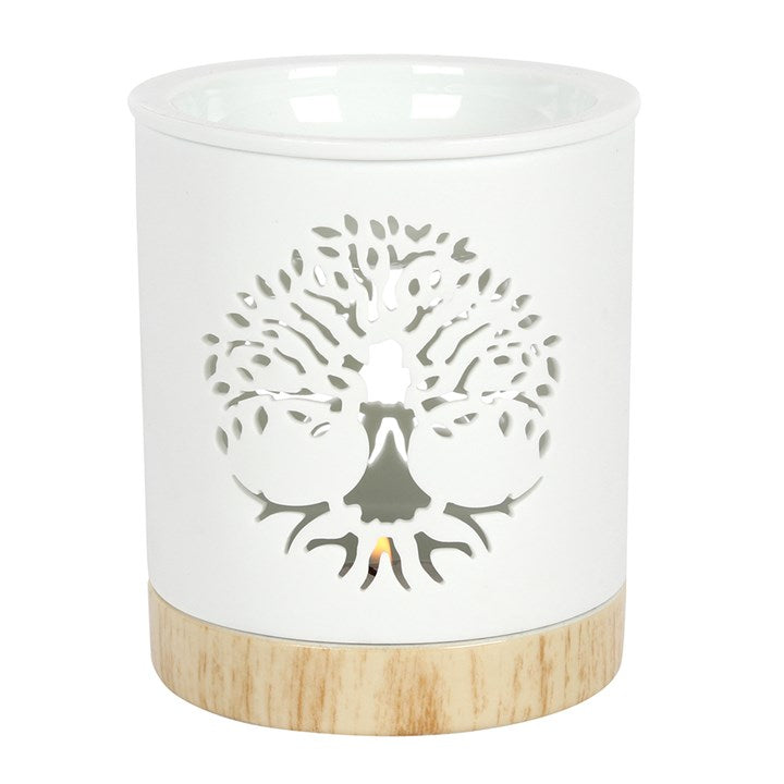 White Tree of Life Cut Out Ceramic Oil Burner