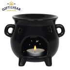 Shiny Black Ceramic Cauldron Oil Burner