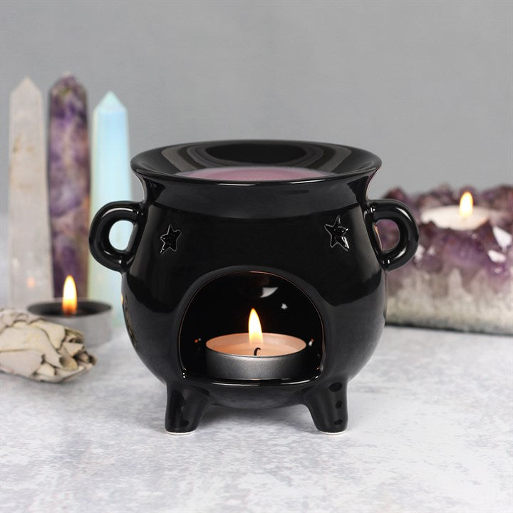 Shiny Black Ceramic Cauldron Oil Burner