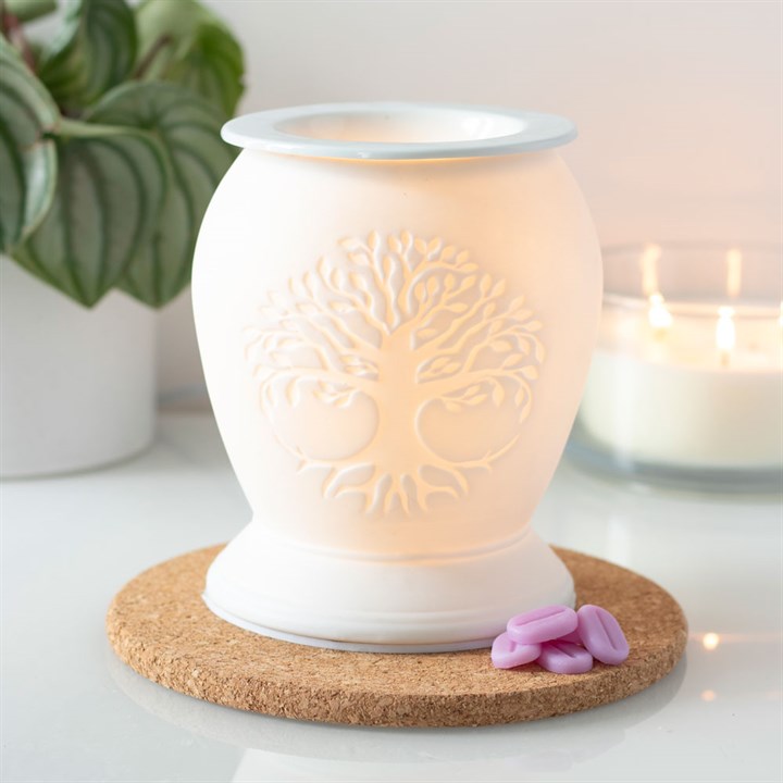 Tree of Life White Ceramic Electric Oil Burner and Wax Warmer Something Different
