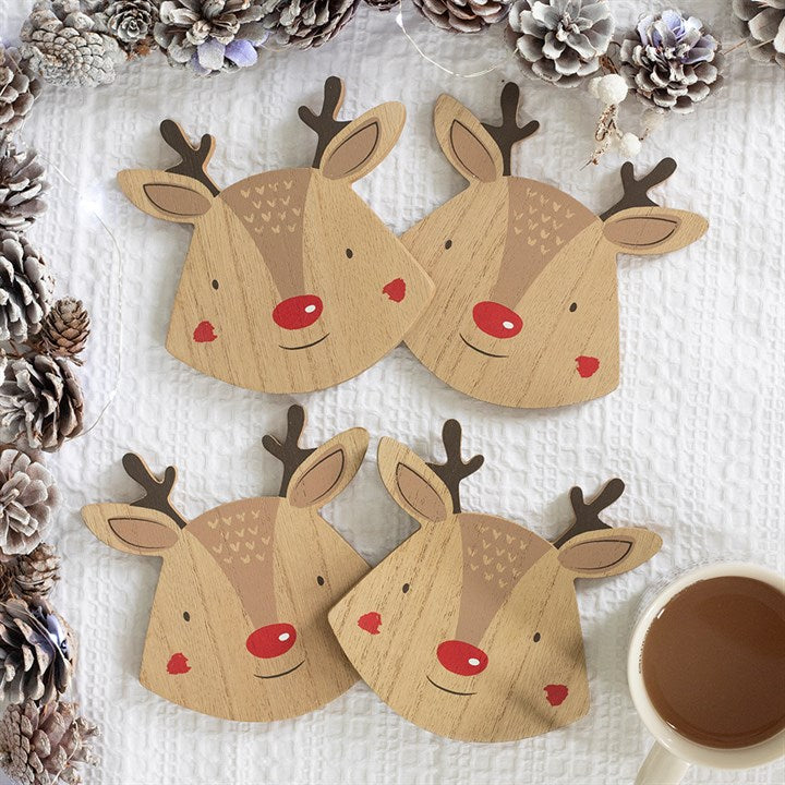 Set of 4 Reindeer Coasters Something Different