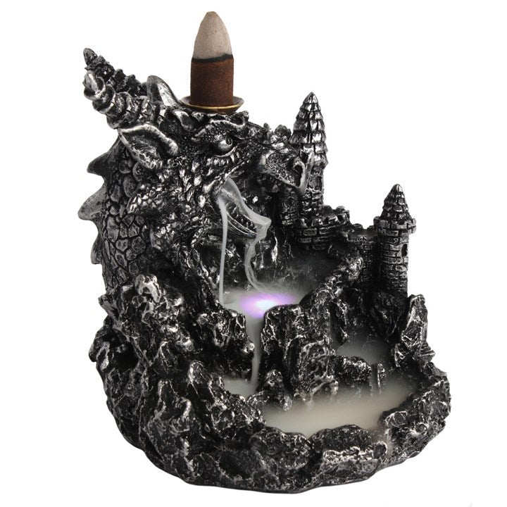 Silver Dragon Backflow Incense Burner With Light Something Different