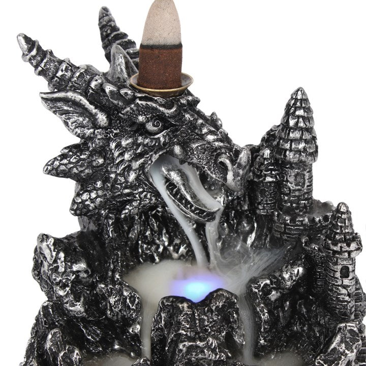 Silver Dragon Backflow Incense Burner With Light Something Different