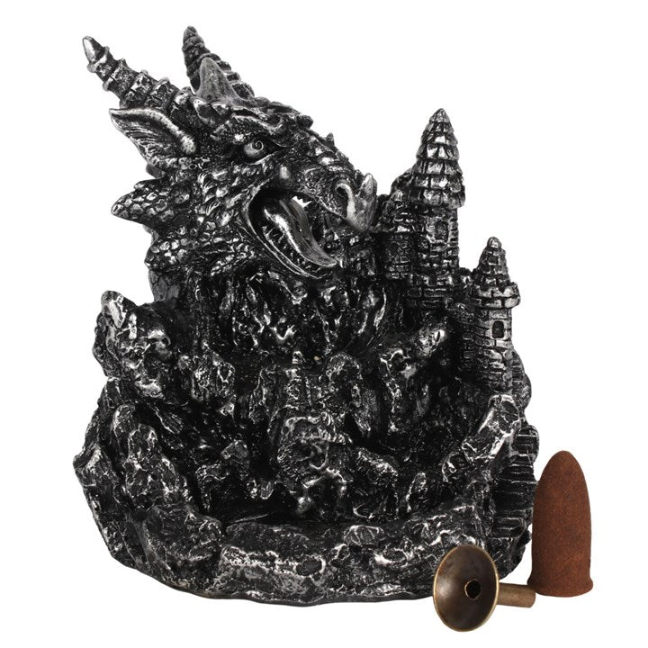 Silver Dragon Backflow Incense Burner With Light Something Different