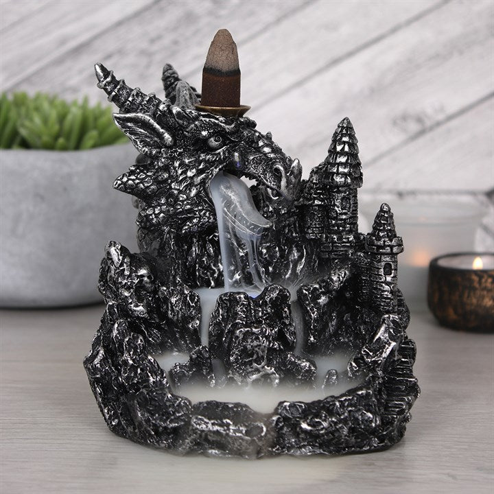 Silver Dragon Backflow Incense Burner With Light Something Different